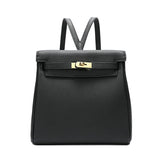 Halia | Elegant Black Leather Backpack – Stylish, Chic & Functional - in Black | Arvea Bags