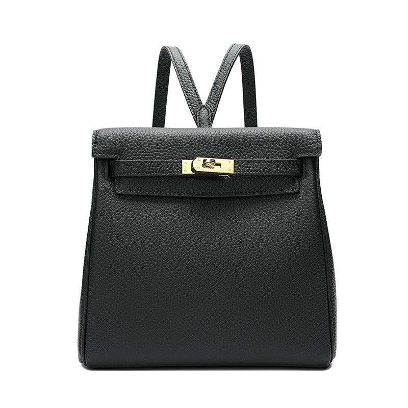 Halia | Elegant Black Leather Backpack – Stylish, Chic & Functional - in Black | Arvea Bags