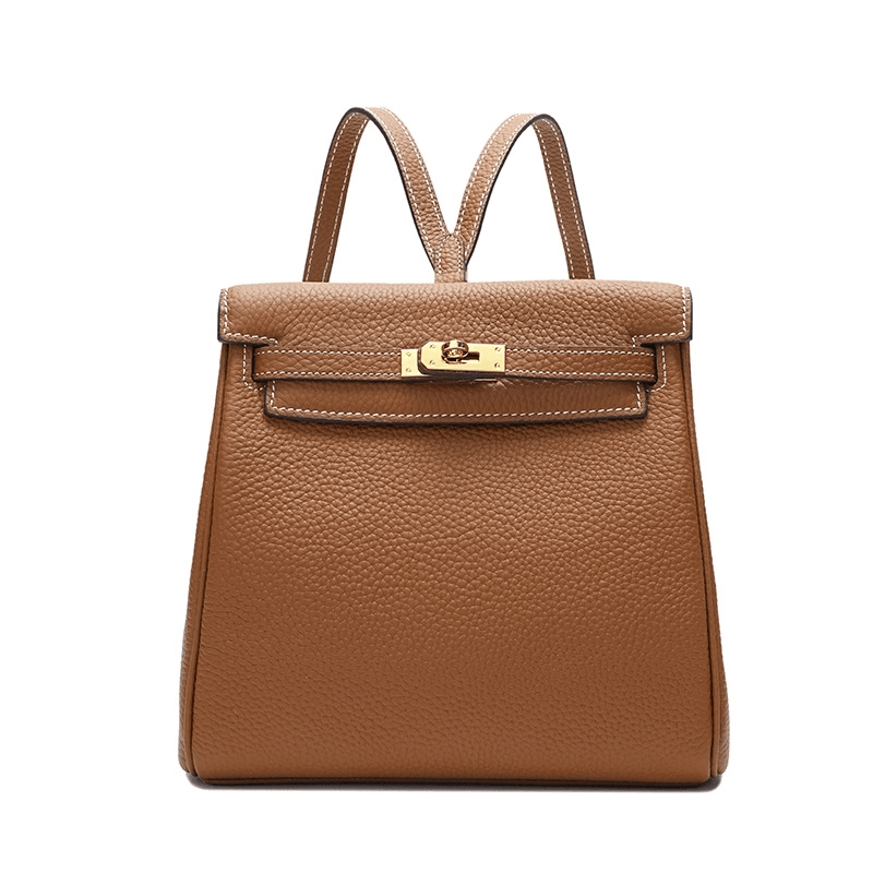 Halia | Elegant Black Leather Backpack – Stylish, Chic & Functional - in Brown | Arvea Bags