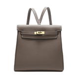 Halia | Elegant Black Leather Backpack – Stylish, Chic & Functional - in Grey | Arvea Bags
