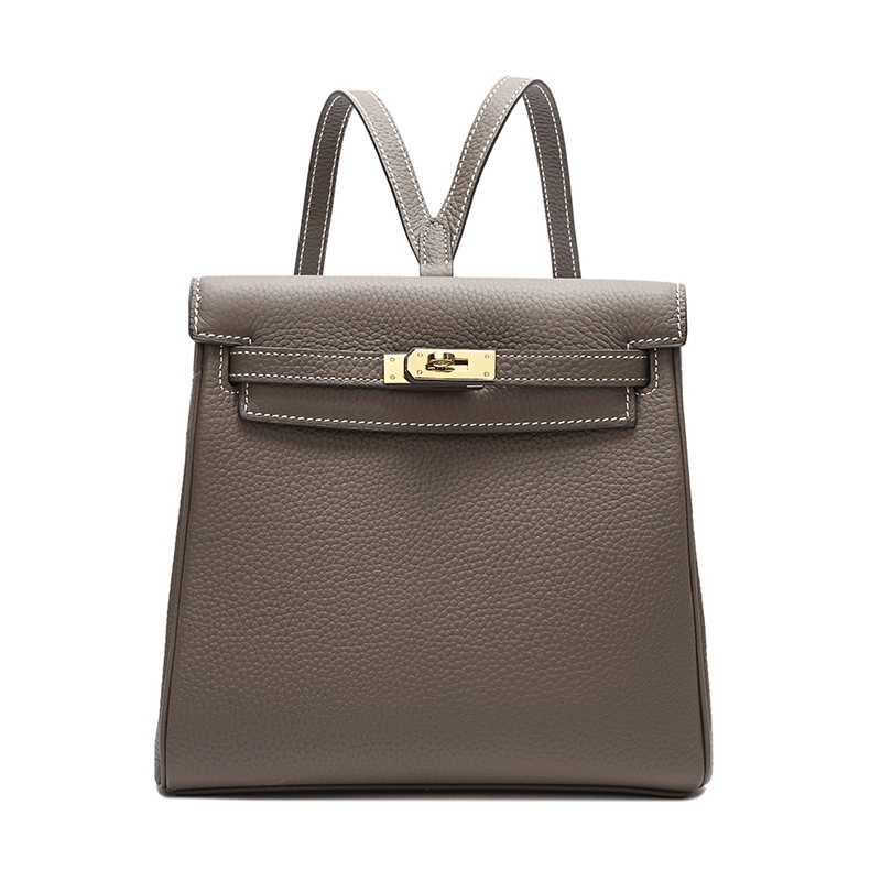 Halia | Elegant Black Leather Backpack – Stylish, Chic & Functional - in Grey | Arvea Bags