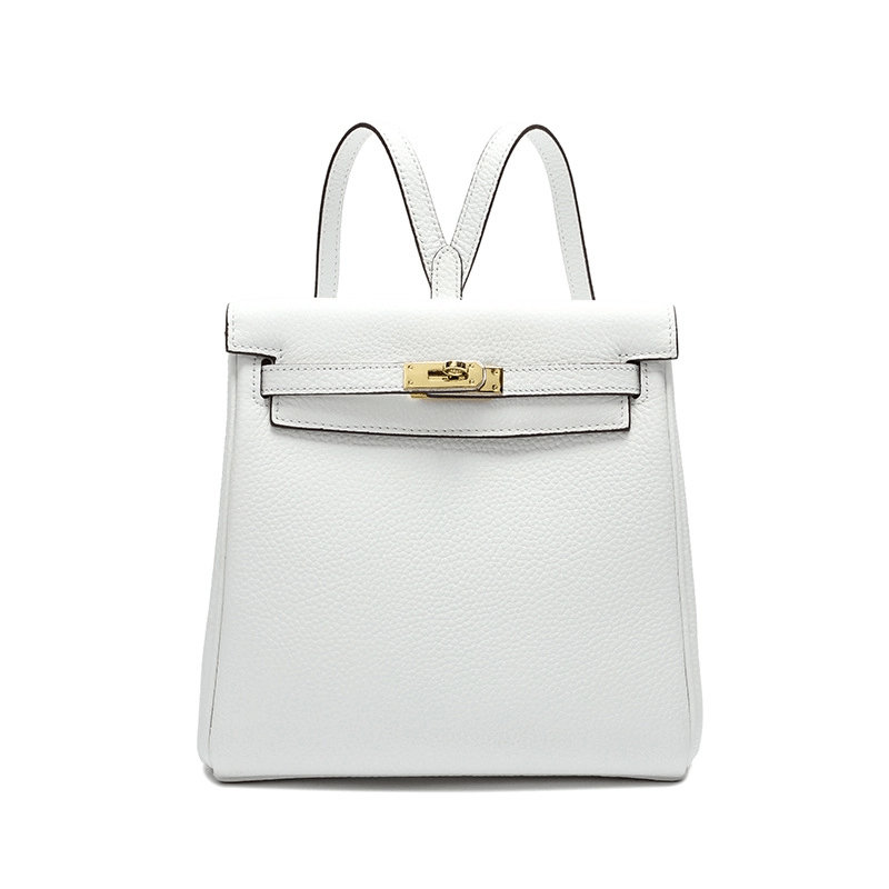 Halia | Elegant Black Leather Backpack – Stylish, Chic & Functional - in Light Beige | Arvea Bags