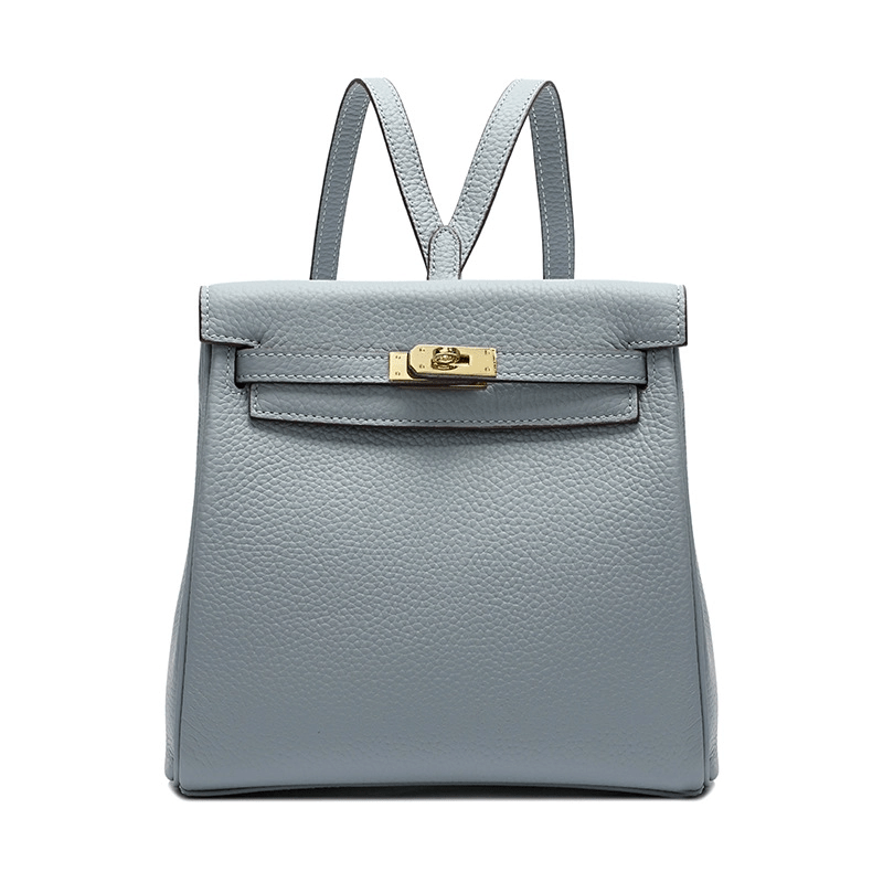 Halia | Elegant Black Leather Backpack – Stylish, Chic & Functional - in Light Blue | Arvea Bags