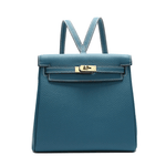 Halia | Elegant Black Leather Backpack – Stylish, Chic & Functional - in Ocean Blue | Arvea Bags