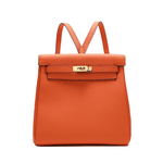 Halia | Elegant Black Leather Backpack – Stylish, Chic & Functional - in Orange | Arvea Bags