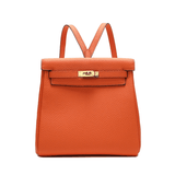 Halia | Elegant Black Leather Backpack – Stylish, Chic & Functional - in Orange | Arvea Bags