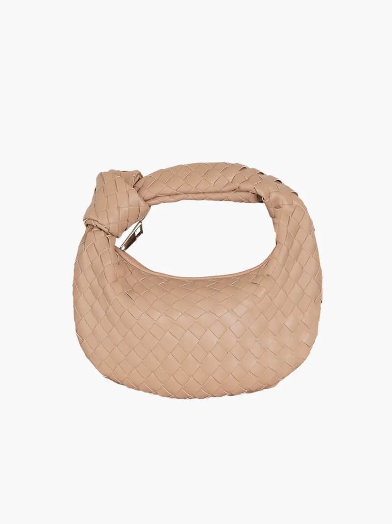 Handcrafted Mini Leather Woven Bag – Chic Everyday Essential - in Beige | Arvea Bags