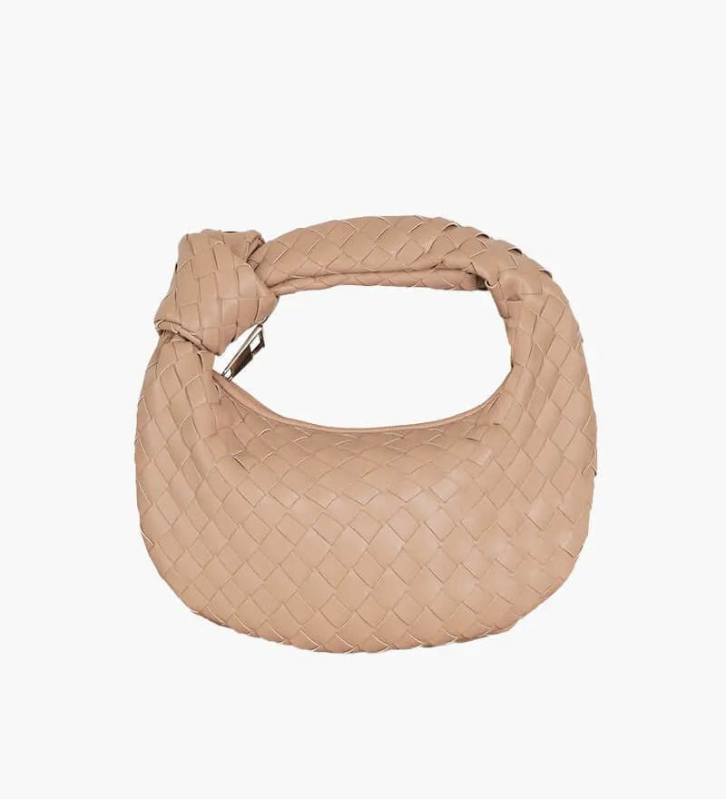Handcrafted Mini Leather Woven Bag – Chic Everyday Essential - in Beige | Arvea Bags