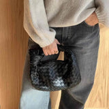 Handcrafted Mini Leather Woven Bag – Chic Everyday Essential - in Black | Arvea Bags