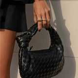Handcrafted Mini Leather Woven Bag – Chic Everyday Essential - in Black | Arvea Bags