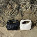 Handcrafted Mini Leather Woven Bag – Chic Everyday Essential - in Black | Arvea Bags