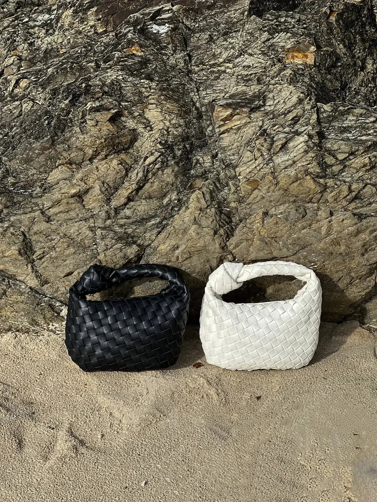 Handcrafted Mini Leather Woven Bag – Chic Everyday Essential - in Black | Arvea Bags