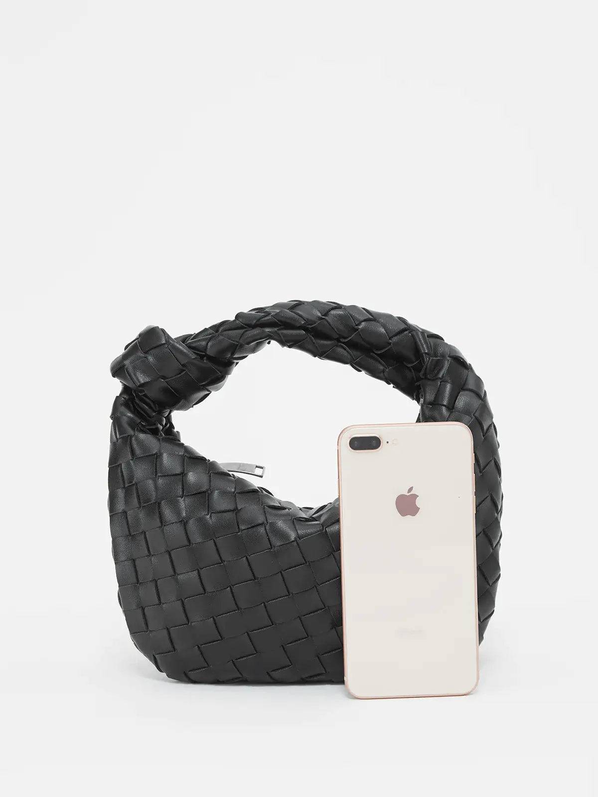 Handcrafted Mini Leather Woven Bag – Chic Everyday Essential - in Black | Arvea Bags
