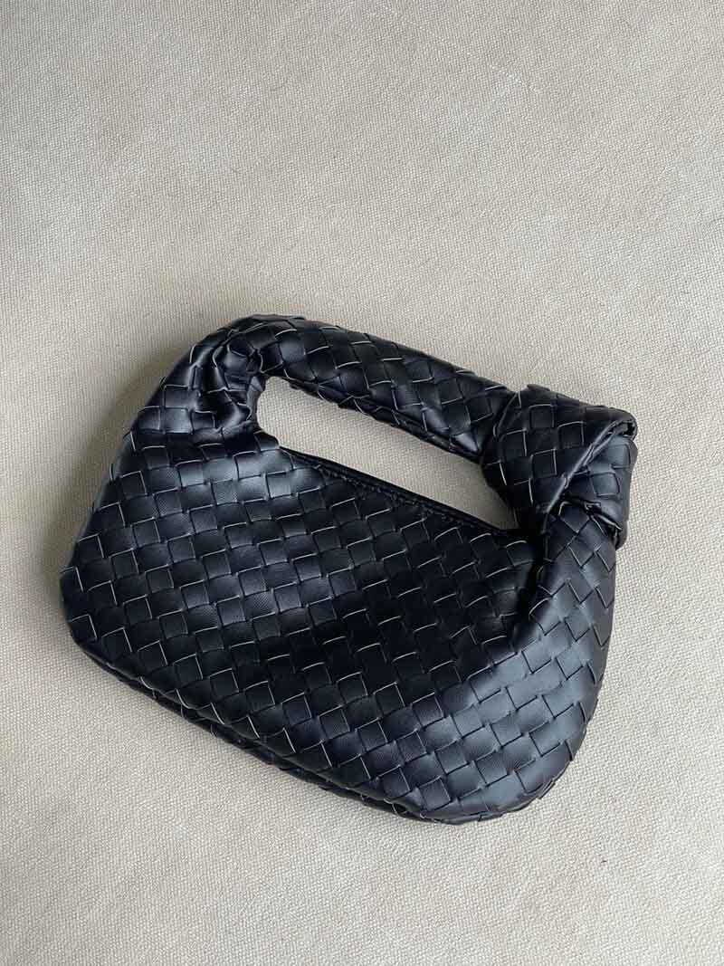 Handcrafted Mini Leather Woven Bag – Chic Everyday Essential - in Black | Arvea Bags