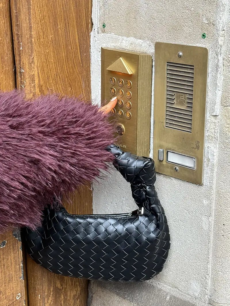 Handcrafted Mini Leather Woven Bag – Chic Everyday Essential - in Black | Arvea Bags