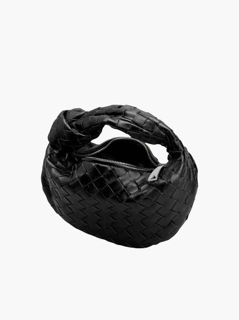 Handcrafted Mini Leather Woven Bag – Chic Everyday Essential - in Black | Arvea Bags