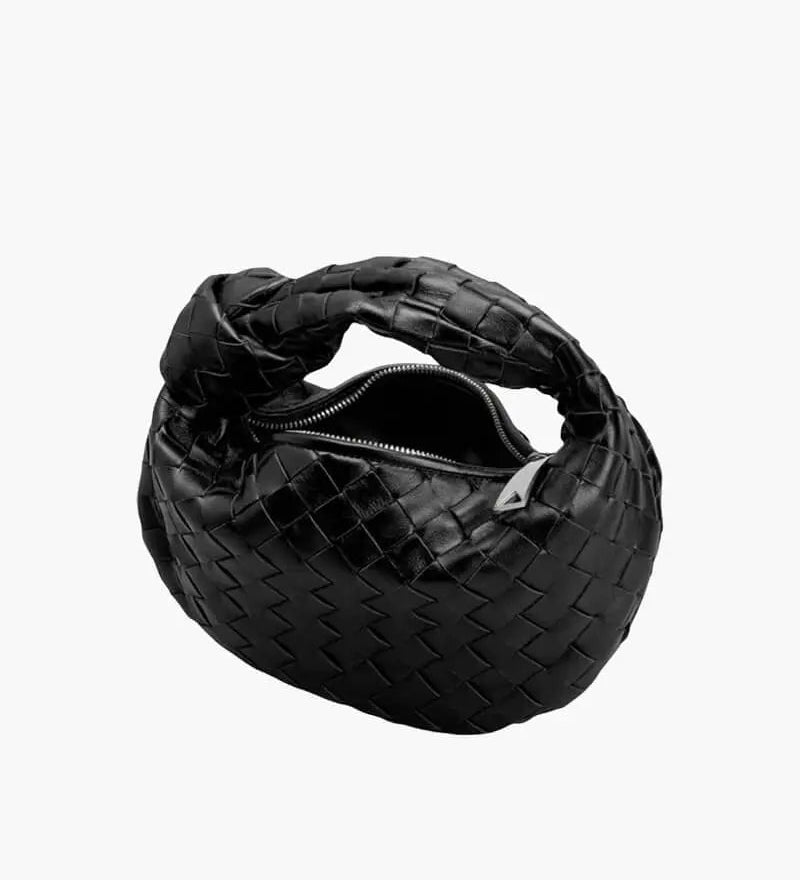 Handcrafted Mini Leather Woven Bag – Chic Everyday Essential - in Black | Arvea Bags