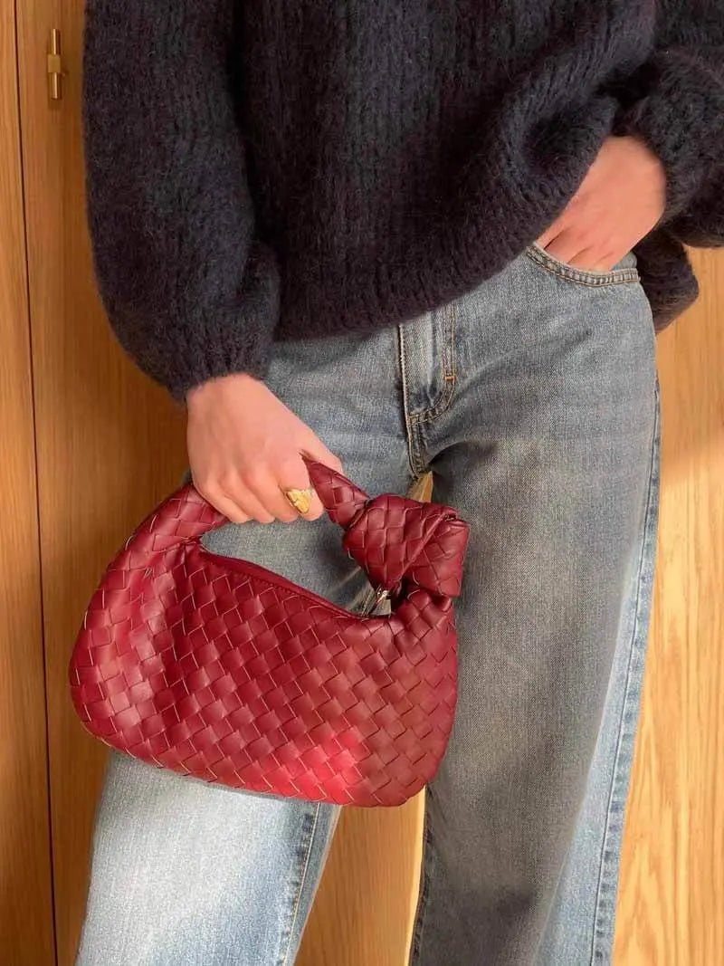 Handcrafted Mini Leather Woven Bag – Chic Everyday Essential - in Black | Arvea Bags