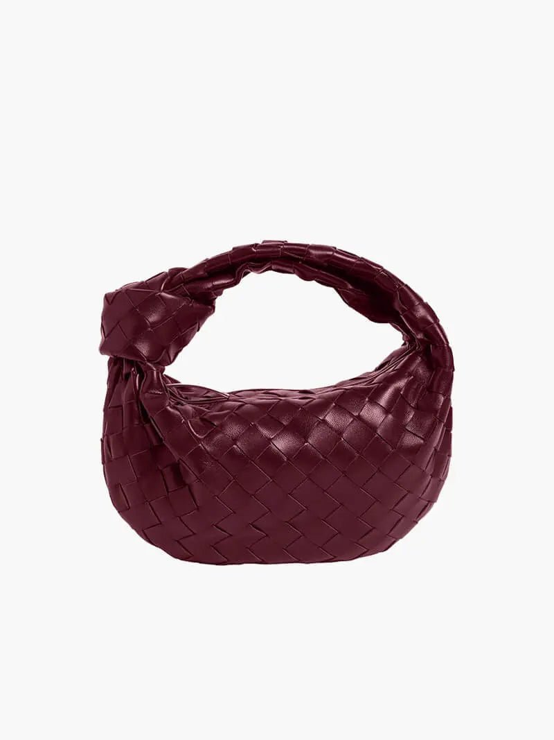 Handcrafted Mini Leather Woven Bag – Chic Everyday Essential - in Burgundy | Arvea Bags