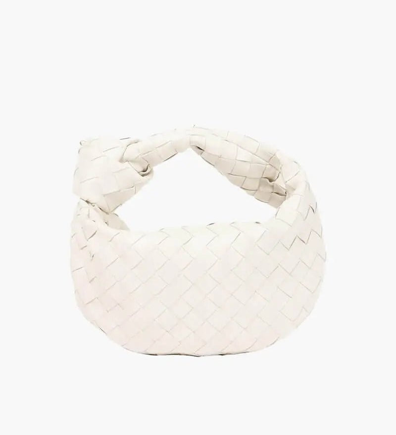 Handcrafted Mini Leather Woven Bag – Chic Everyday Essential - in Cream | Arvea Bags
