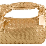 Handcrafted Mini Leather Woven Bag – Chic Everyday Essential - in Gold | Arvea Bags