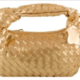 Handcrafted Mini Leather Woven Bag – Chic Everyday Essential - in Gold | Arvea Bags