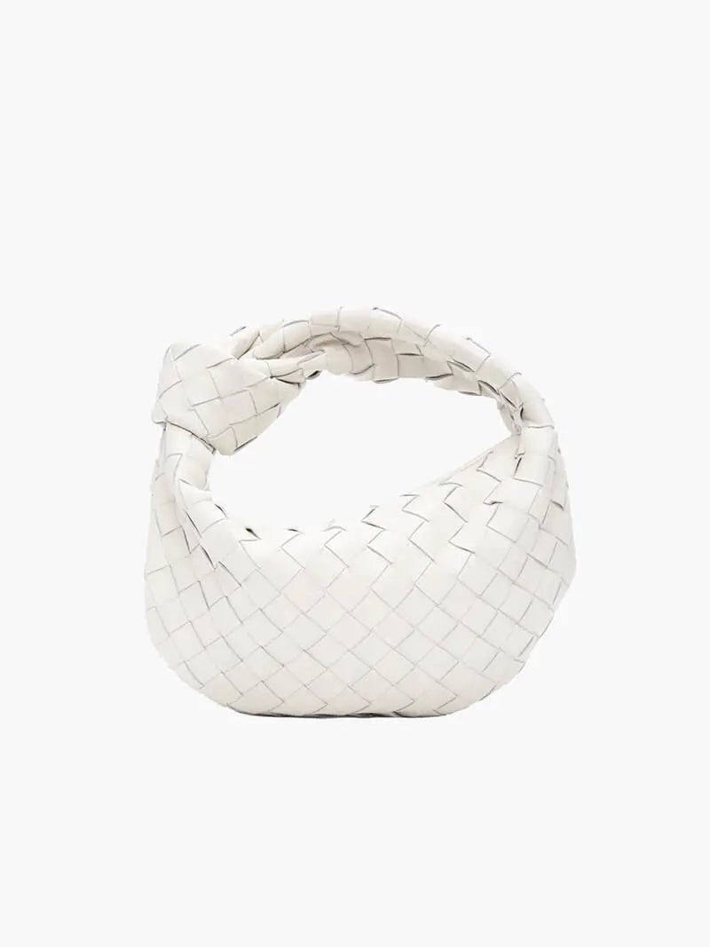 Handcrafted Mini Leather Woven Bag – Chic Everyday Essential - in Light Beige | Arvea Bags