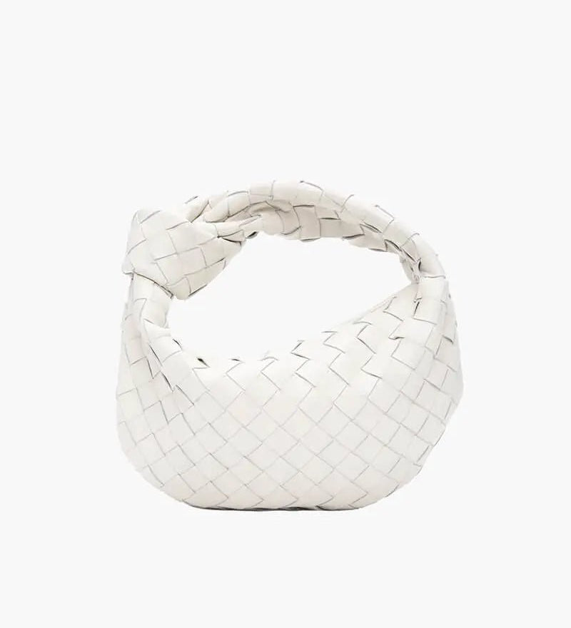 Handcrafted Mini Leather Woven Bag – Chic Everyday Essential - in Light Beige | Arvea Bags