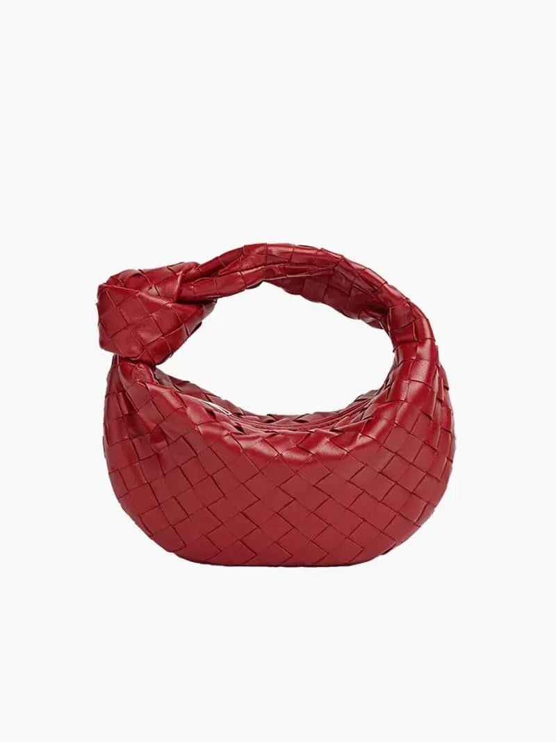 Handcrafted Mini Leather Woven Bag – Chic Everyday Essential - in Red | Arvea Bags