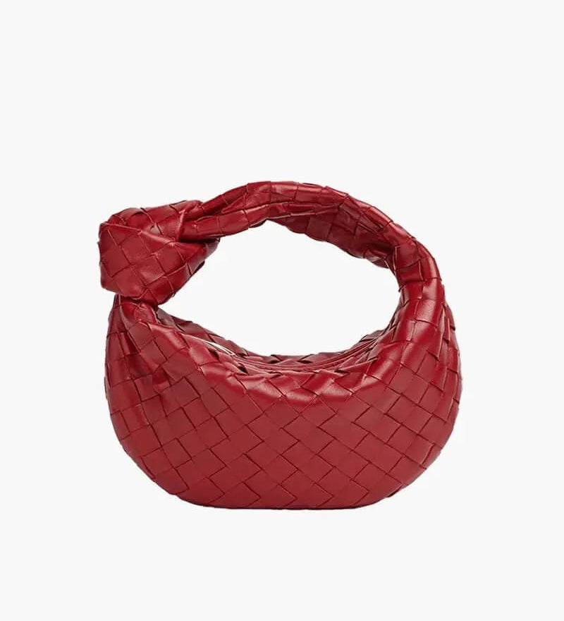 Handcrafted Mini Leather Woven Bag – Chic Everyday Essential - in Red | Arvea Bags