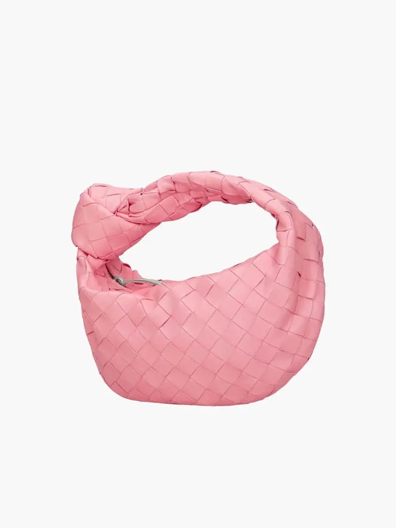 Handcrafted Mini Leather Woven Bag – Chic Everyday Essential - in Salmon Pink | Arvea Bags