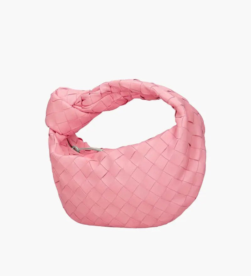 Handcrafted Mini Leather Woven Bag – Chic Everyday Essential - in Salmon Pink | Arvea Bags