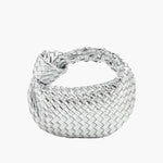 Handcrafted Mini Leather Woven Bag – Chic Everyday Essential - in Silver | Arvea Bags