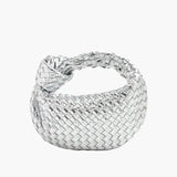 Handcrafted Mini Leather Woven Bag – Chic Everyday Essential - in Silver | Arvea Bags