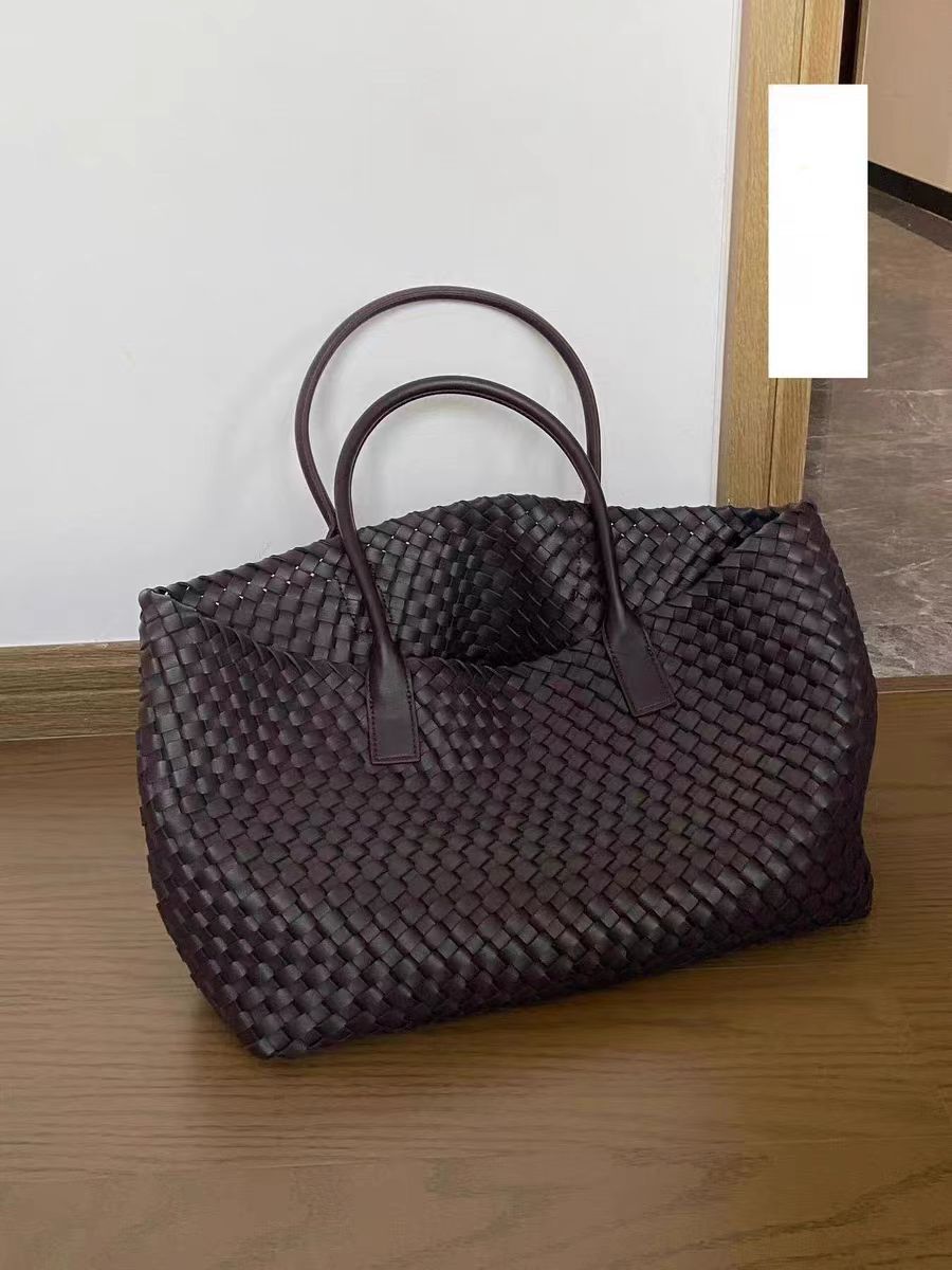 Handcrafted Woven Vegan Leather Tote – Timeless Style for Everyday Use - in Coffee | Arvea Bags