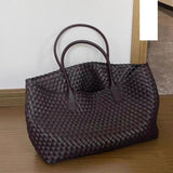 Handcrafted Woven Vegan Leather Tote – Timeless Style for Everyday Use - in Coffee | Arvea Bags