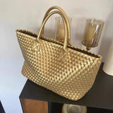 Handcrafted Woven Vegan Leather Tote – Timeless Style for Everyday Use - in Gold | Arvea Bags