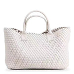Handcrafted Woven Vegan Leather Tote – Timeless Style for Everyday Use - in White | Arvea Bags