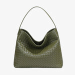 Handwoven Leather Shoulder Bag – Slouchy Burgundy Hobo | Elegant & Functional - in Black | Arvea Bags