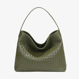 Handwoven Leather Shoulder Bag – Slouchy Burgundy Hobo | Elegant & Functional - in Black | Arvea Bags