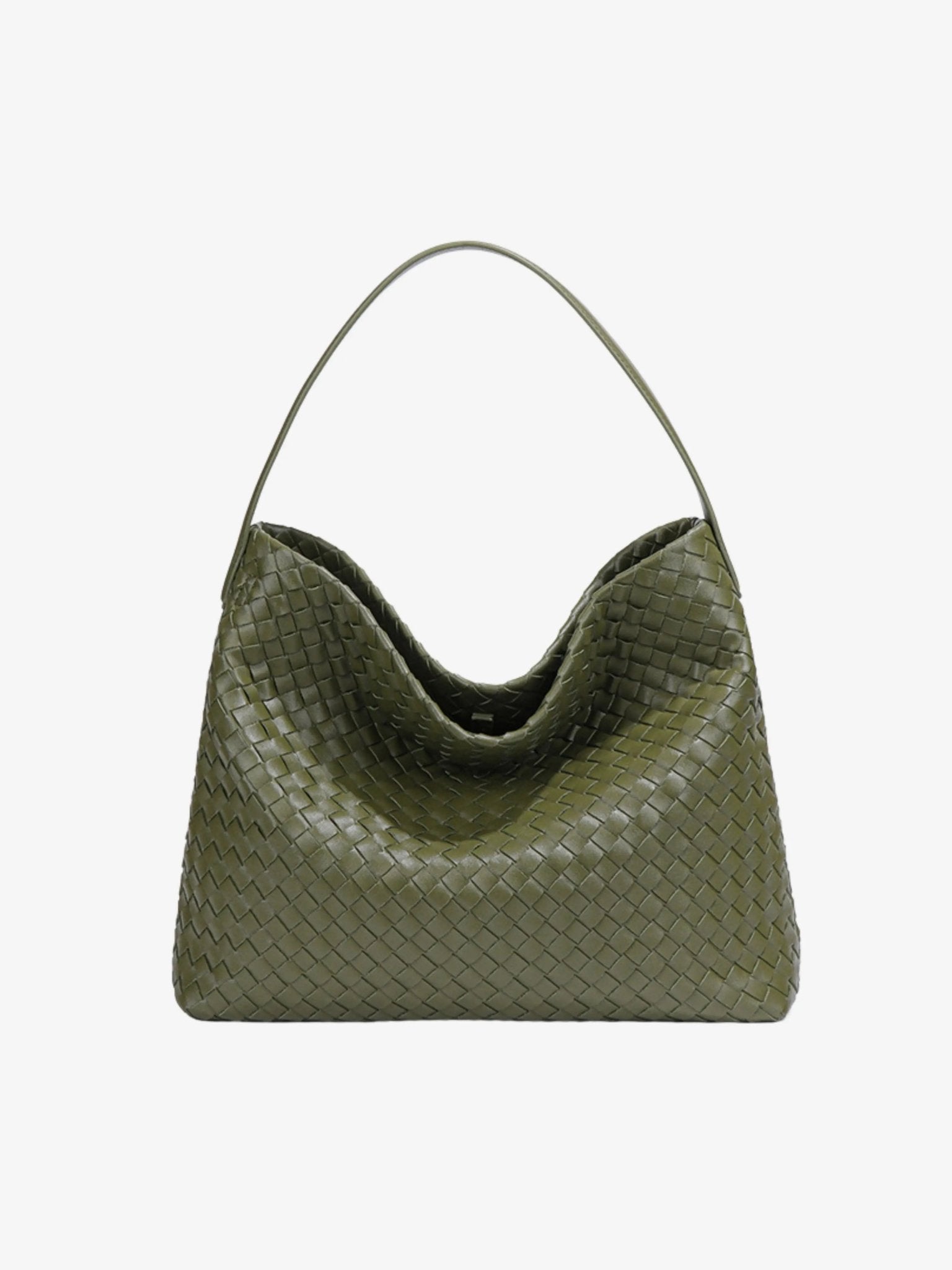 Handwoven Leather Shoulder Bag – Slouchy Burgundy Hobo | Elegant & Functional - in Black | Arvea Bags