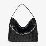 Handwoven Leather Shoulder Bag – Slouchy Burgundy Hobo | Elegant & Functional - in Black | Arvea Bags