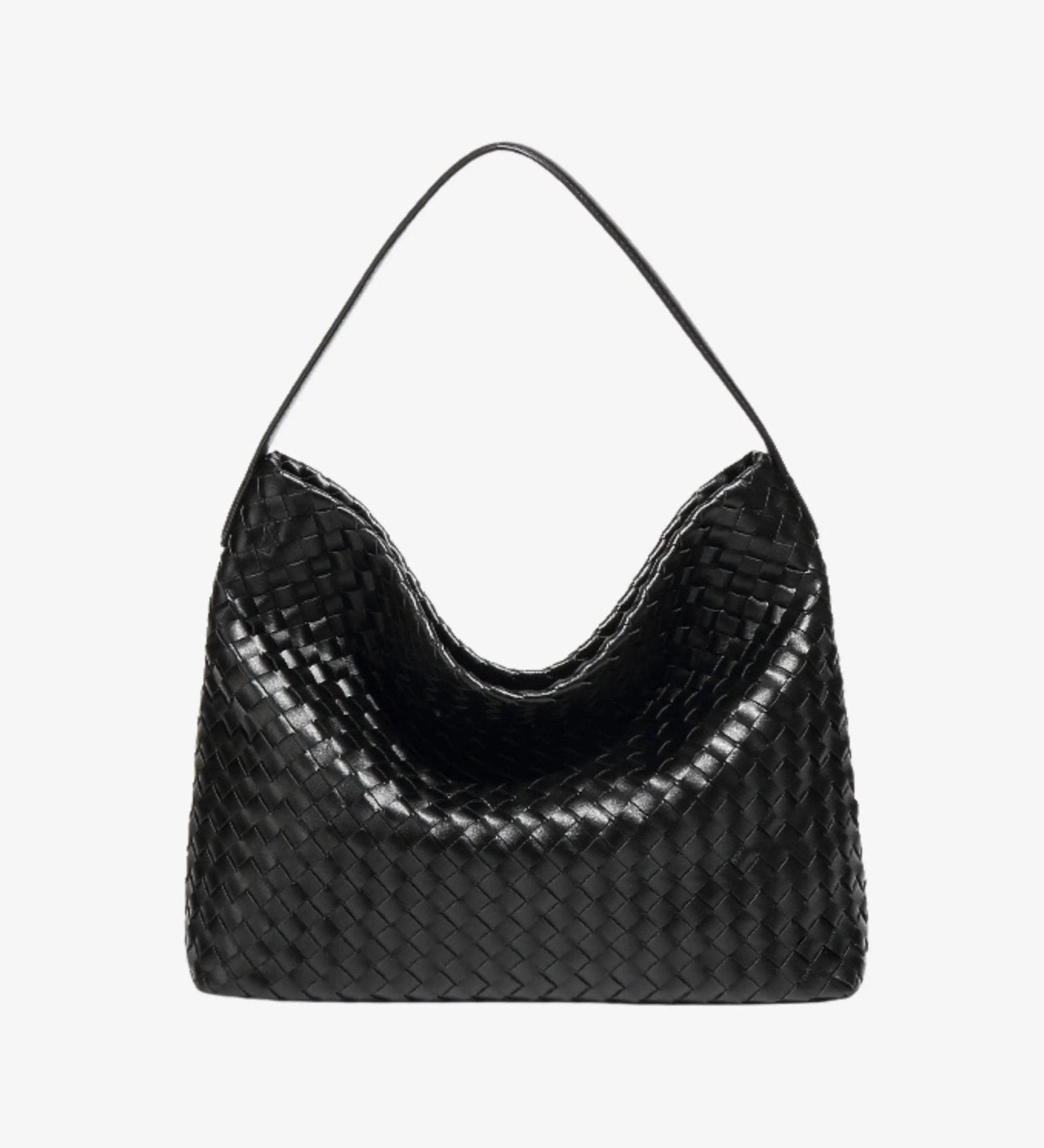 Handwoven Leather Shoulder Bag – Slouchy Burgundy Hobo | Elegant & Functional - in Black | Arvea Bags