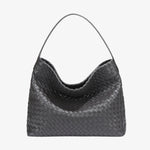 Handwoven Leather Shoulder Bag – Slouchy Burgundy Hobo | Elegant & Functional - in Black | Arvea Bags