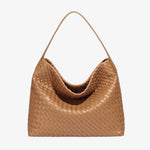Handwoven Leather Shoulder Bag – Slouchy Burgundy Hobo | Elegant & Functional - in Black | Arvea Bags