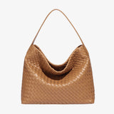 Handwoven Leather Shoulder Bag – Slouchy Burgundy Hobo | Elegant & Functional - in Black | Arvea Bags