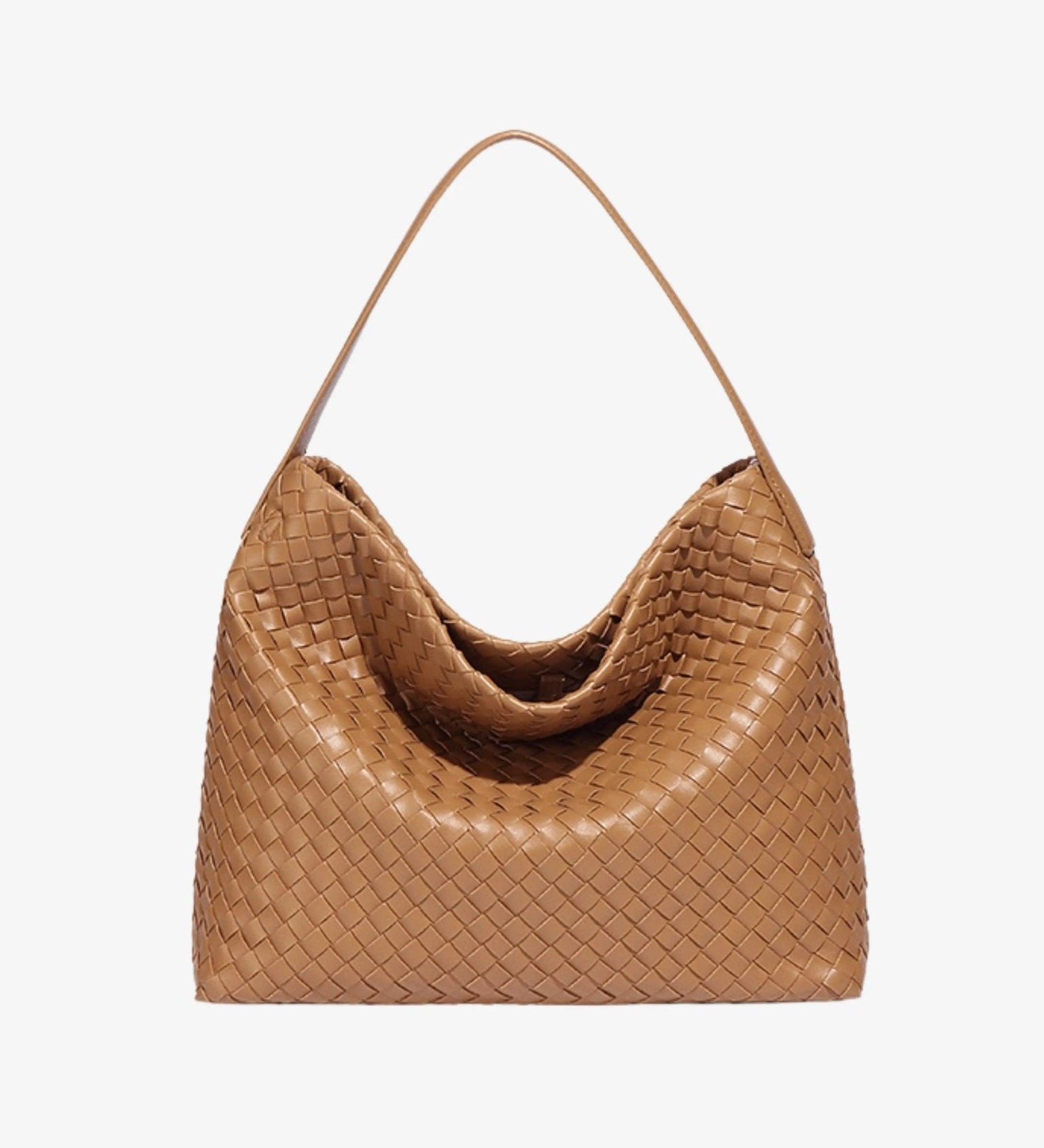 Handwoven Leather Shoulder Bag – Slouchy Burgundy Hobo | Elegant & Functional - in Black | Arvea Bags