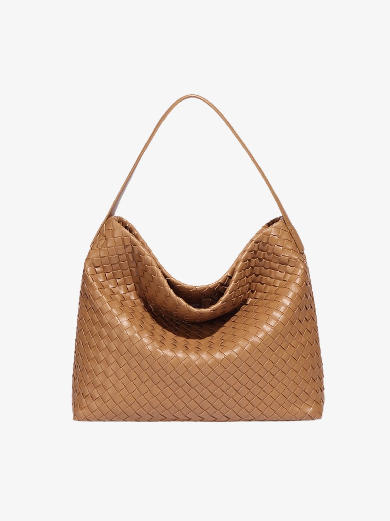 Handwoven Leather Shoulder Bag – Slouchy Burgundy Hobo | Elegant & Functional - in Black | Arvea Bags