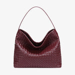 Handwoven Leather Shoulder Bag – Slouchy Burgundy Hobo | Elegant & Functional - in Wine Red | Arvea Bags