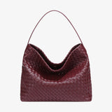 Handwoven Leather Shoulder Bag – Slouchy Burgundy Hobo | Elegant & Functional - in Wine Red | Arvea Bags